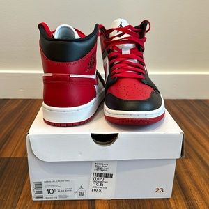 Women’s Air Jordan 1 Mid Black & Gym Red White